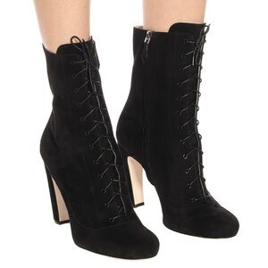 MIU MIU Suede Black Lace-Up Women's Boots